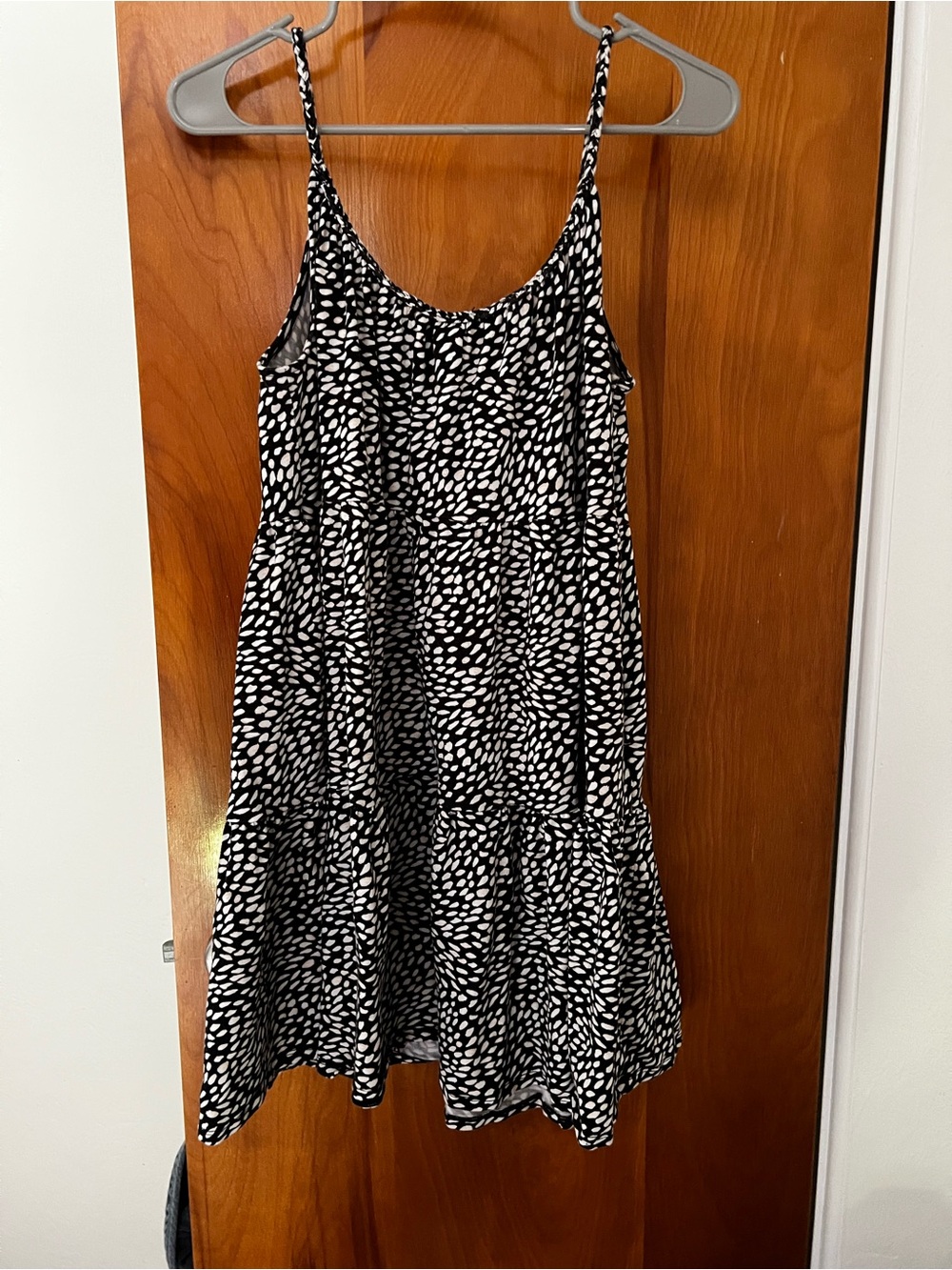 Old Navy Black and White Dot Tiered Slip Dress